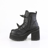 Vegan 12 cm ASSAULT-72 dames boots met studszool en plateau in zwart