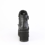 Vegan 12 cm ASSAULT-72 dames boots met studszool en plateau in zwart