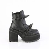 Vegan 12 cm ASSAULT-72 dames boots met studszool en plateau in zwart