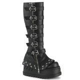 Vegan 12 cm STOMP-223 cyberpunk wedge laarzen plateau met gespen