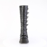 Vegan 12 cm STOMP-223 cyberpunk wedge laarzen plateau met gespen