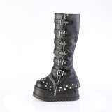 Vegan 12 cm STOMP-223 cyberpunk wedge laarzen plateau met gespen