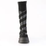 Vegan 12 cm STOMP-228 cyberpunk wedge laarzen plateau met gespen