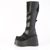 Vegan 12 cm STOMP-228 cyberpunk wedge laarzen plateau met gespen