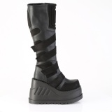 Vegan 12 cm STOMP-228 cyberpunk wedge laarzen plateau met gespen