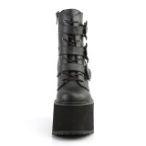 Vegan 14 cm SWING-103 dames boots plateau met gespen zwart