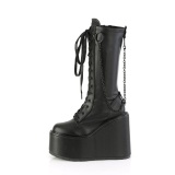 Vegan 14 cm SWING-150 emo calf-high women boots platform with laces