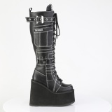 Vegan 14 cm SWING-260 emo knee high women boots platform with laces