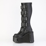 Vegan 14 cm TRANS plateau kniehoge laarzen dames met gespen