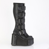 Vegan 14 cm TRANS plateau kniehoge laarzen dames met gespen