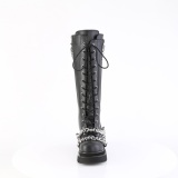 Vegan 6 cm REN-215 gothic kniehoge veterlaarzen dames met kettingen