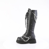 Vegan 6 cm REN-215 gothic kniehoge veterlaarzen dames met kettingen