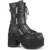 Vegan 9,5 cm RANGER-308 gothic dames chunky plateau boots met gespen