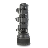 Vegan 9,5 cm RANGER-308 gothic dames chunky plateau boots met gespen