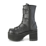 Vegan 9,5 cm RANGER-308 gothic dames chunky plateau boots met gespen