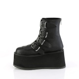 Vegan 9 cm DAMNED-105 dames boots plateau met gespen zwart