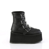 Vegan 9 cm DAMNED-105 dames boots plateau met gespen zwart