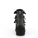 Vegan 9 cm DAMNED-105 womens ankle boots platform with buckles black