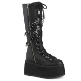 Vegan 9 cm DAMNED-220 plateau kniehoge laarzen dames met veters