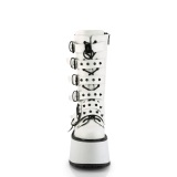 Vegan 9 cm DAMNED-225 emo calf-high women boots platform with buckles white