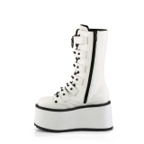 Vegan 9 cm DAMNED-225 emo calf-high women boots platform with buckles white