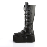 Vegan 9 cm DAMNED-318 plateau kniehoge laarzen dames met gespen zwart