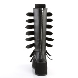 Vegan 9 cm DAMNED-318 plateau kniehoge laarzen dames met gespen zwart