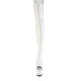 Vegan veterlaarzen 18 cm SPECTATOR-3030 witte open teen overknee laarzen high heels met veters