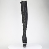 Vegan veterlaarzen 18 cm SPECTATOR-3030 zwarte open teen overknee laarzen high heels met veters