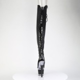 Vegan veterlaarzen 18 cm SPECTATOR-3030 zwarte open teen overknee laarzen high heels met veters