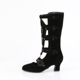 Velvet 6,5 cm WHIMSY-118 emo calf-high women boots with buckles victorian