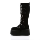 Velvet 9 cm DAMNED-318 emo knee high women boots platform with buckles black