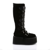 Velvet 9 cm DAMNED-318 emo knee high women boots platform with buckles black