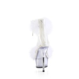 White 15 cm DELIGHT-624F exotic pole dance high heel sandals with feathers