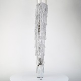 Zilver 15 cm pole dance exotic overknee laarzen met strass franjes