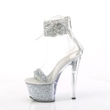 Zilveren 18 cm SKY-327RSI pleaser hoge hakken met strass enkel manchet