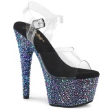 Zwart 18 cm BEJEWELED-708MS paaldans schoenen hoge hakken met strass plateau