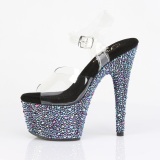 Zwart 18 cm BEJEWELED-708MS paaldans schoenen hoge hakken met strass plateau