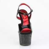 Zwart 18 cm SKY-309 glitter plateau sandalen met hak