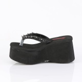 Zwart 9 cm FUNN-35 emo gothic platform mules dames