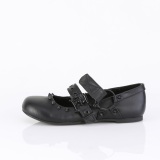 Zwart DAISY-03 gothic dames ballerina mary jane platte schoenen