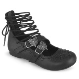 Zwart DAISY-11 gothic dames ballerina mary jane platte schoenen