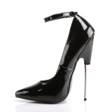 Zwarte naaldhak pumps puntneus 16 cm metalen stiletto hakken